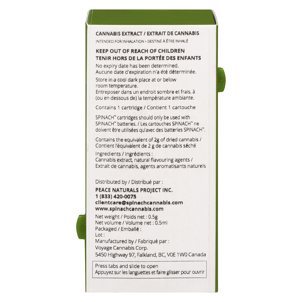 PEACE NATURALS PROJECT INC. - Rockstar Kush 510 Thread Cartridge - Spinach