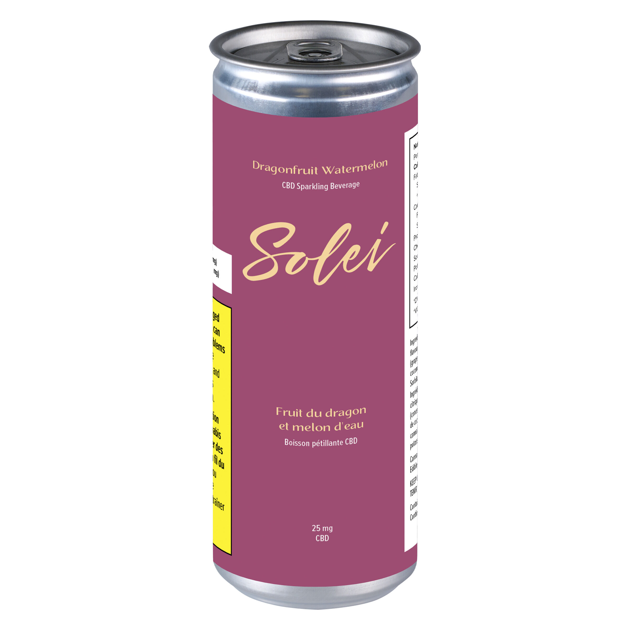SOLEI - Dragonfruit Watermelon CBD Sparkling Beverage 355ml Main Image