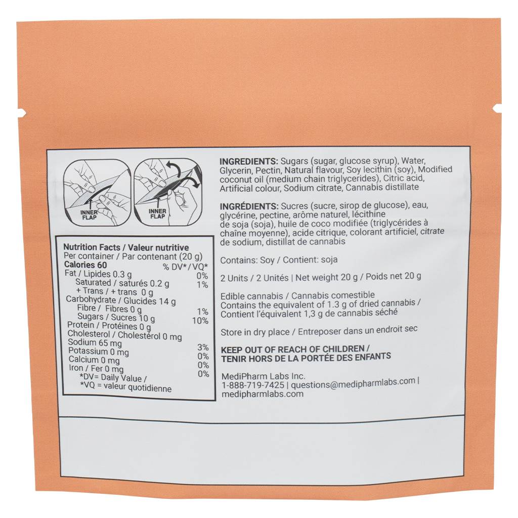 MEDIPHARM LABS INC. - Grapefruit 4:1 CBD Soft Chews - Ace Valley Main Image